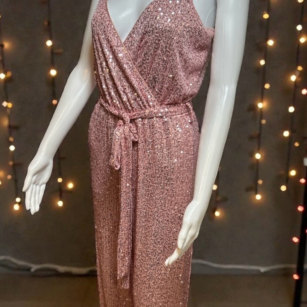 Fashion Nova  Pink Sequin Jumpsuit